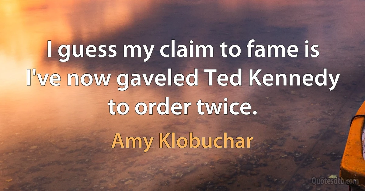 I guess my claim to fame is I've now gaveled Ted Kennedy to order twice. (Amy Klobuchar)