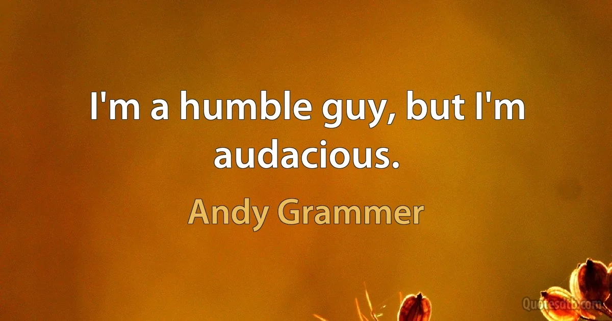 I'm a humble guy, but I'm audacious. (Andy Grammer)