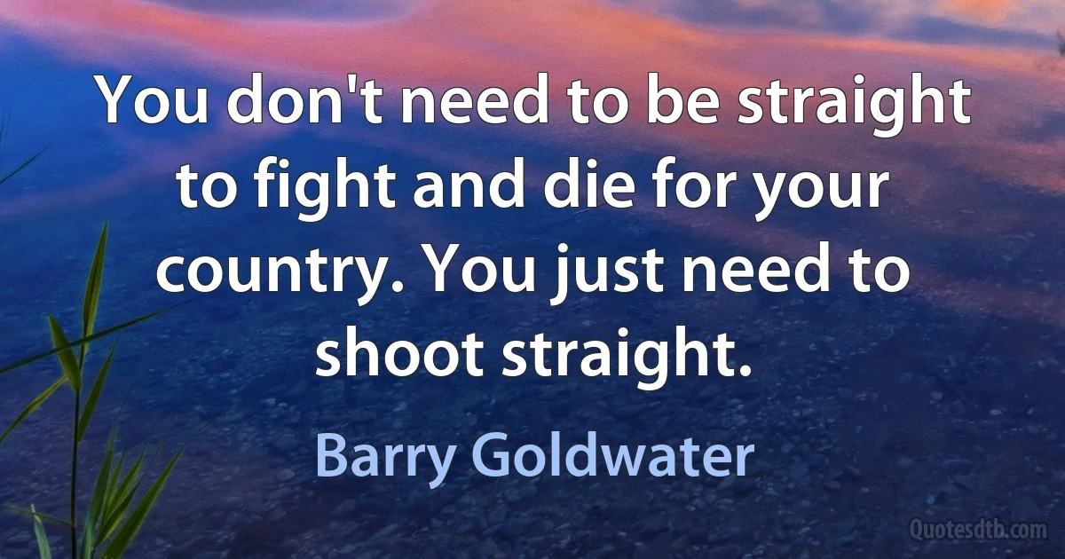 You don't need to be straight to fight and die for your country. You just need to shoot straight. (Barry Goldwater)