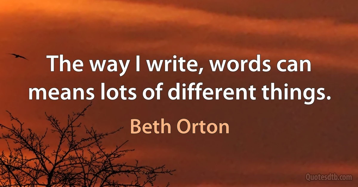 The way I write, words can means lots of different things. (Beth Orton)