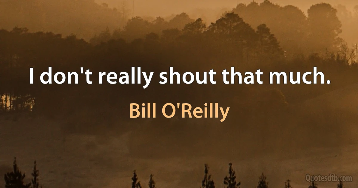 I don't really shout that much. (Bill O'Reilly)