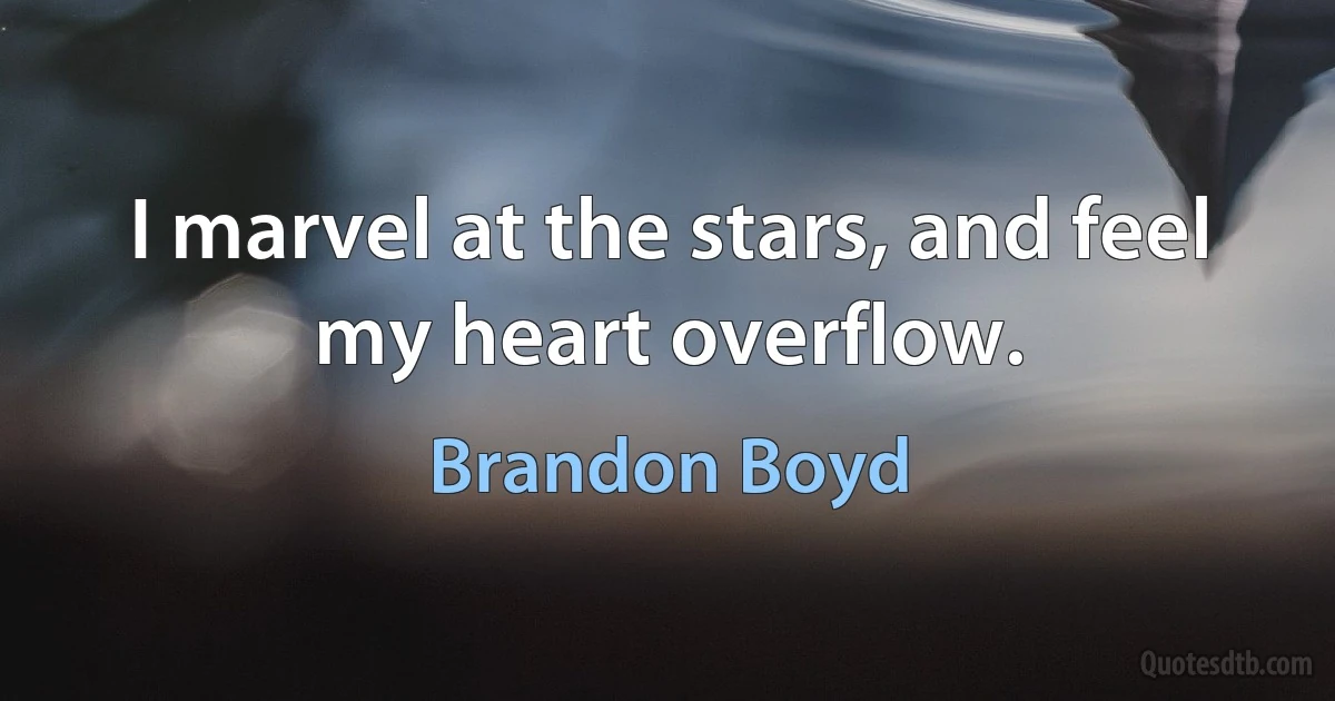 I marvel at the stars, and feel my heart overflow. (Brandon Boyd)