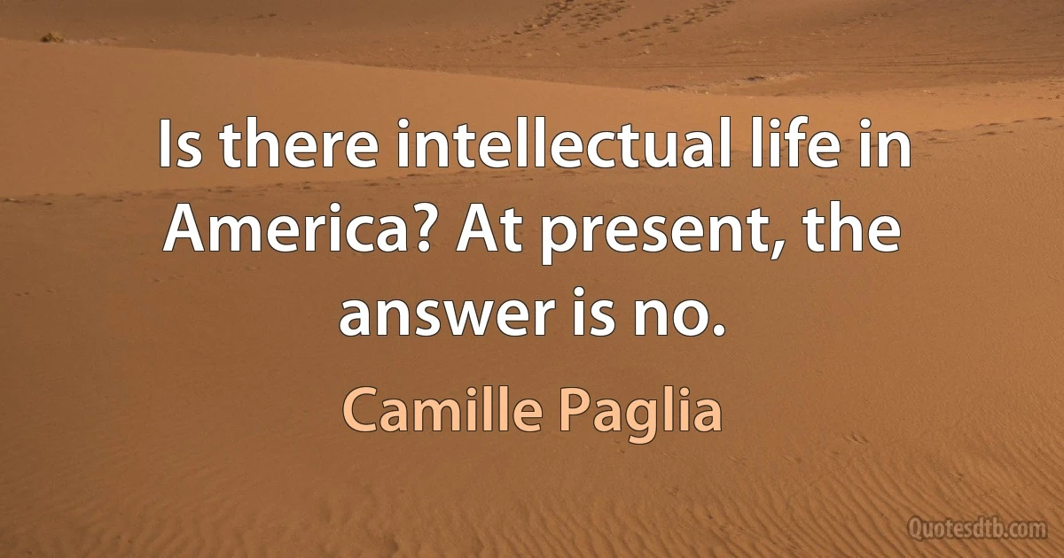 Is there intellectual life in America? At present, the answer is no. (Camille Paglia)