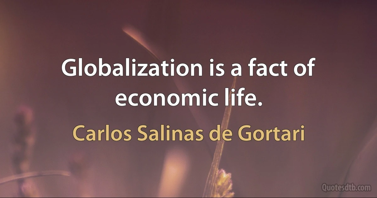 Globalization is a fact of economic life. (Carlos Salinas de Gortari)