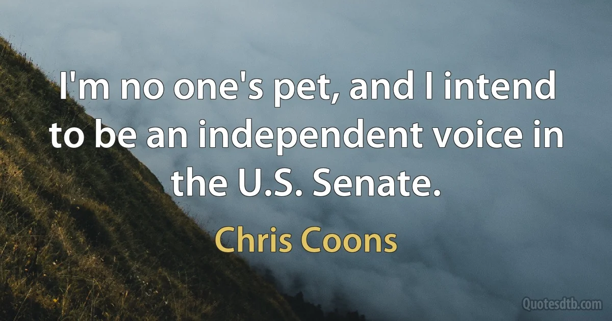 I'm no one's pet, and I intend to be an independent voice in the U.S. Senate. (Chris Coons)