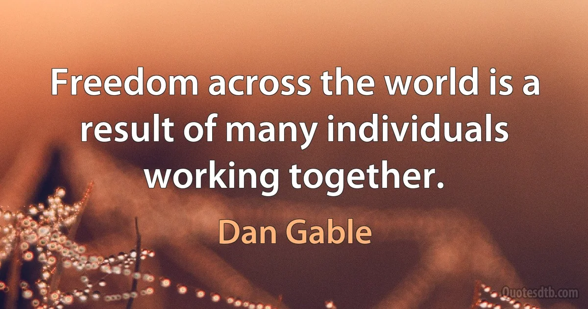 Freedom across the world is a result of many individuals working together. (Dan Gable)