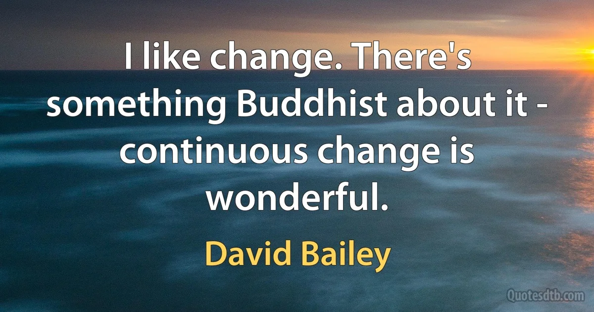 I like change. There's something Buddhist about it - continuous change is wonderful. (David Bailey)