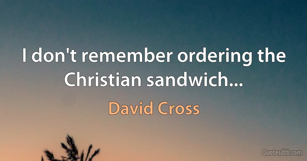 I don't remember ordering the Christian sandwich... (David Cross)