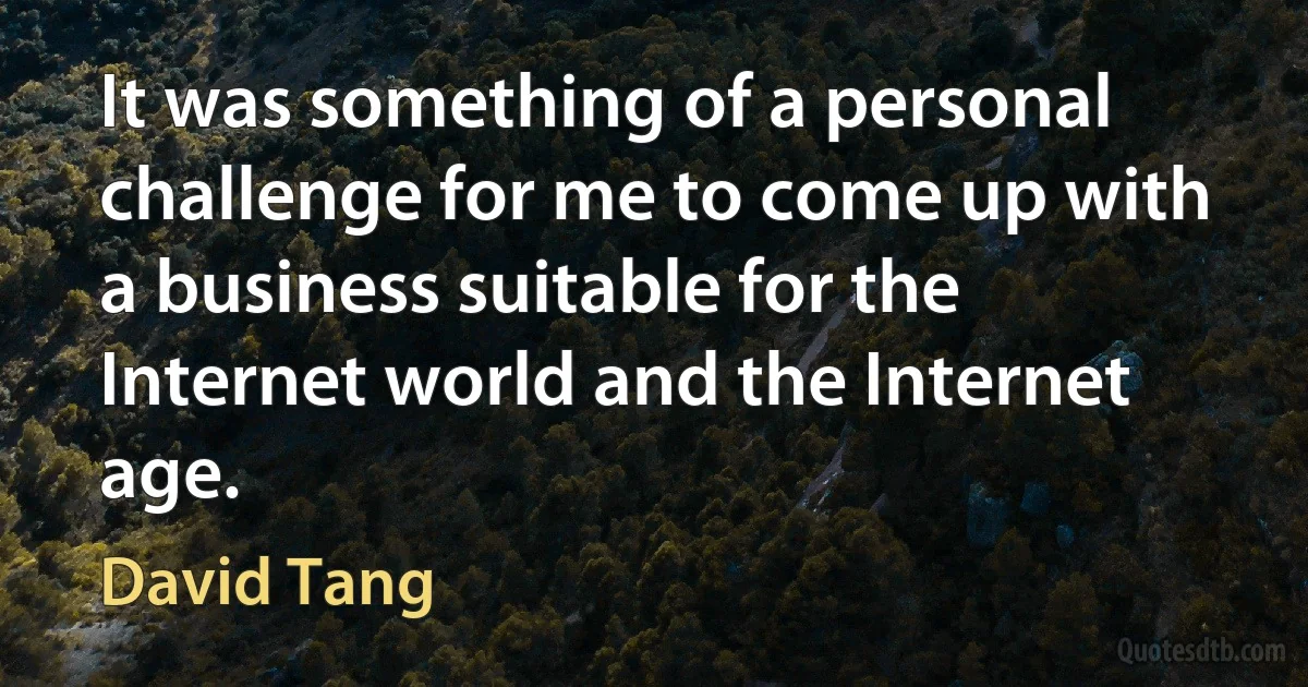 It was something of a personal challenge for me to come up with a business suitable for the Internet world and the Internet age. (David Tang)