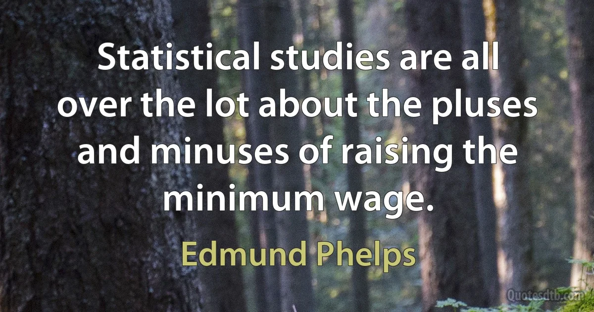 Statistical studies are all over the lot about the pluses and minuses of raising the minimum wage. (Edmund Phelps)