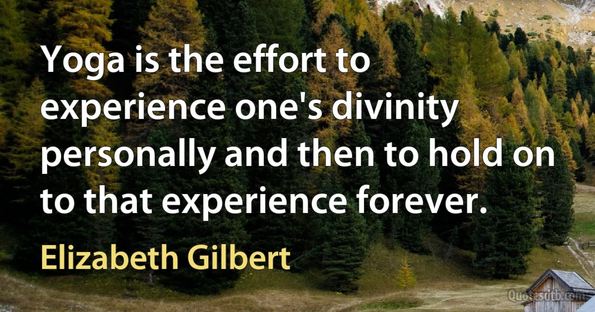 Yoga is the effort to experience one's divinity personally and then to hold on to that experience forever. (Elizabeth Gilbert)