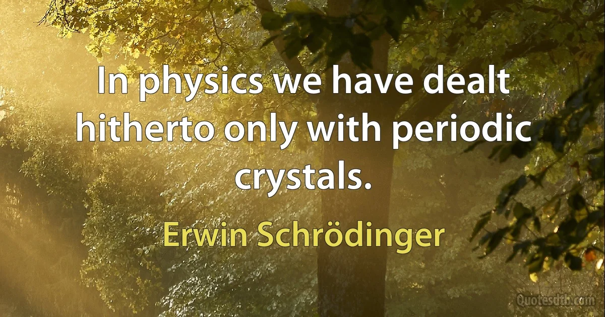 In physics we have dealt hitherto only with periodic crystals. (Erwin Schrödinger)