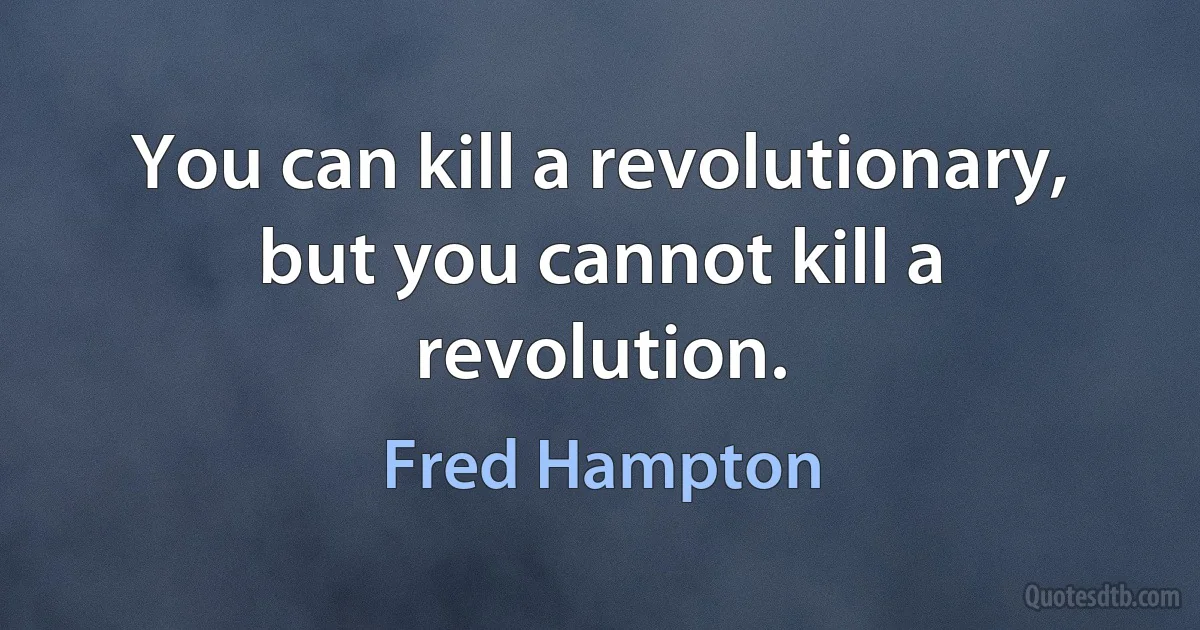 You can kill a revolutionary, but you cannot kill a revolution. (Fred Hampton)