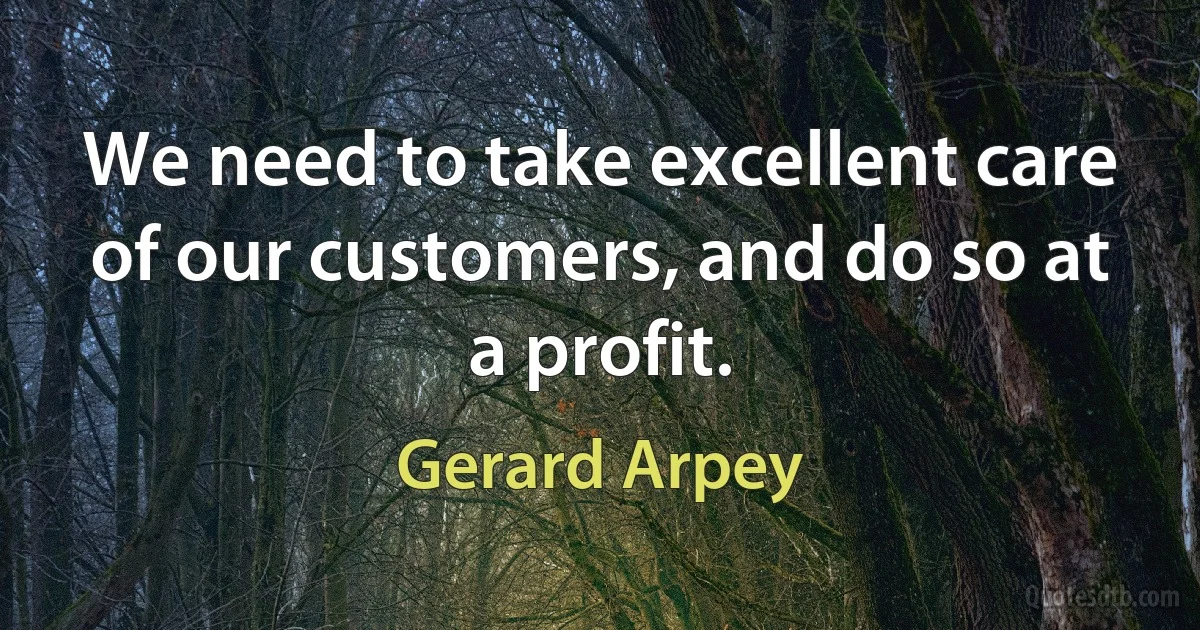 We need to take excellent care of our customers, and do so at a profit. (Gerard Arpey)