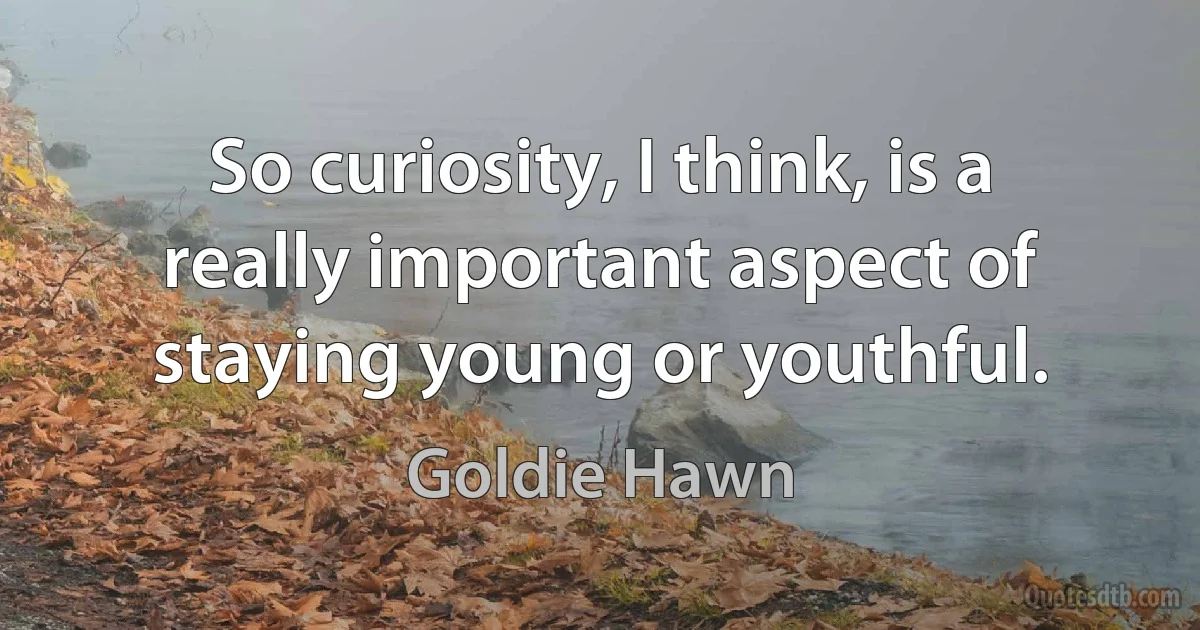 So curiosity, I think, is a really important aspect of staying young or youthful. (Goldie Hawn)