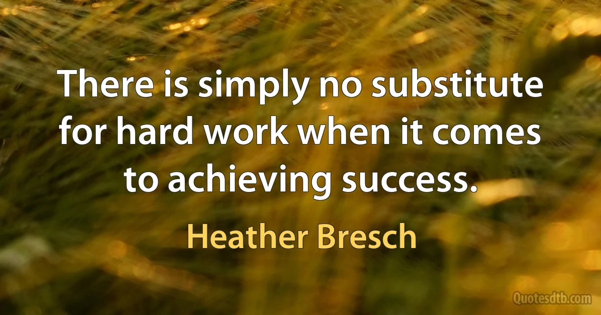 There is simply no substitute for hard work when it comes to achieving success. (Heather Bresch)