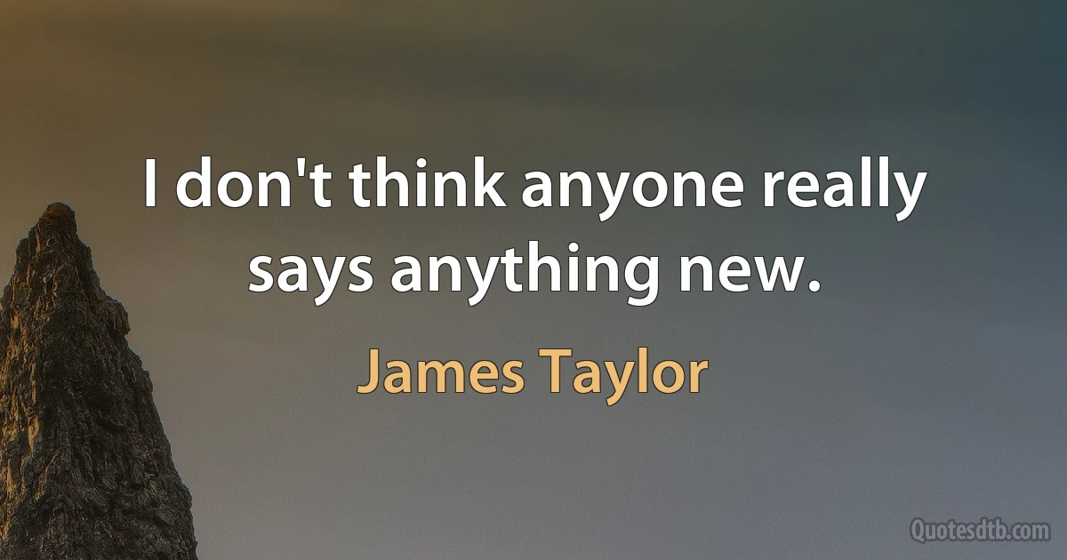 I don't think anyone really says anything new. (James Taylor)