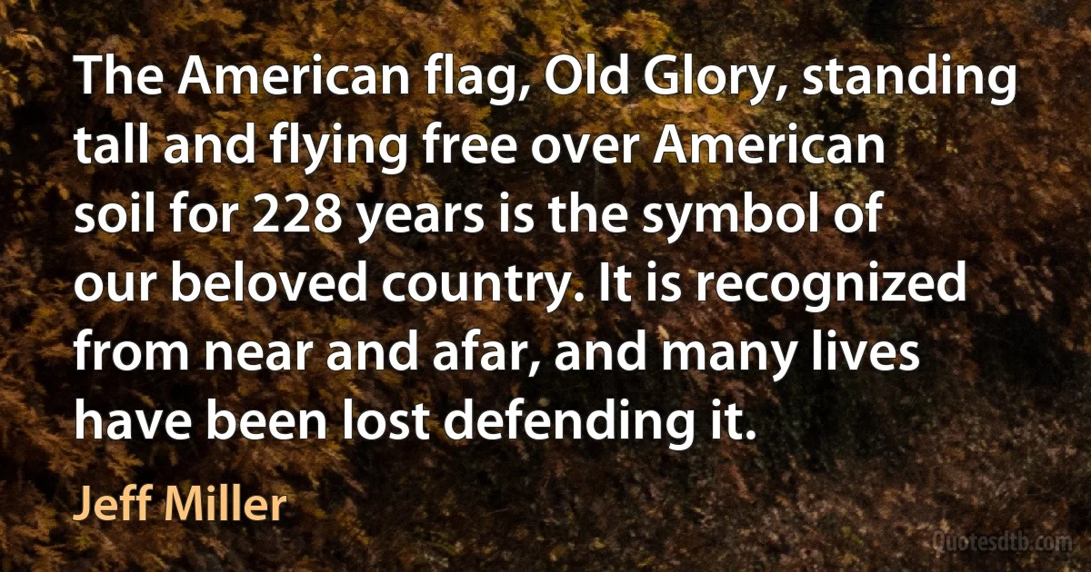 The American flag, Old Glory, standing tall and flying free over American soil for 228 years is the symbol of our beloved country. It is recognized from near and afar, and many lives have been lost defending it. (Jeff Miller)