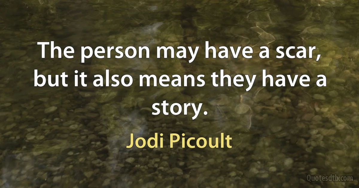 The person may have a scar, but it also means they have a story. (Jodi Picoult)