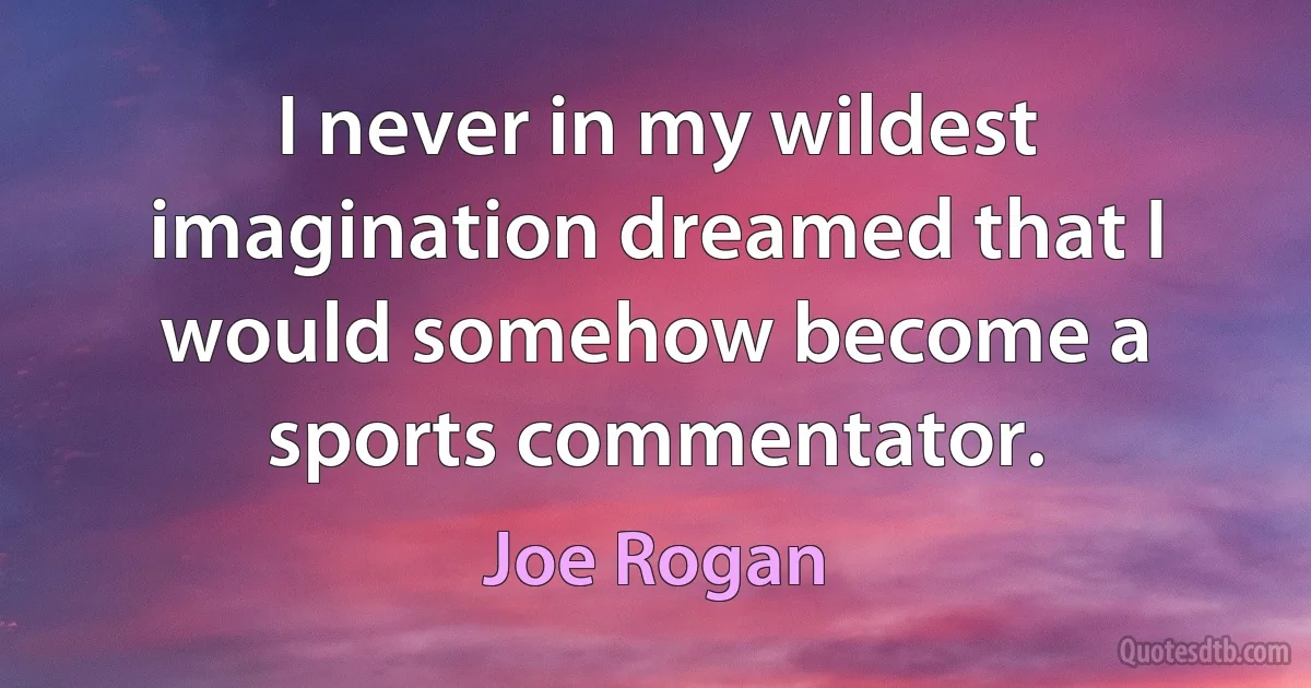 I never in my wildest imagination dreamed that I would somehow become a sports commentator. (Joe Rogan)