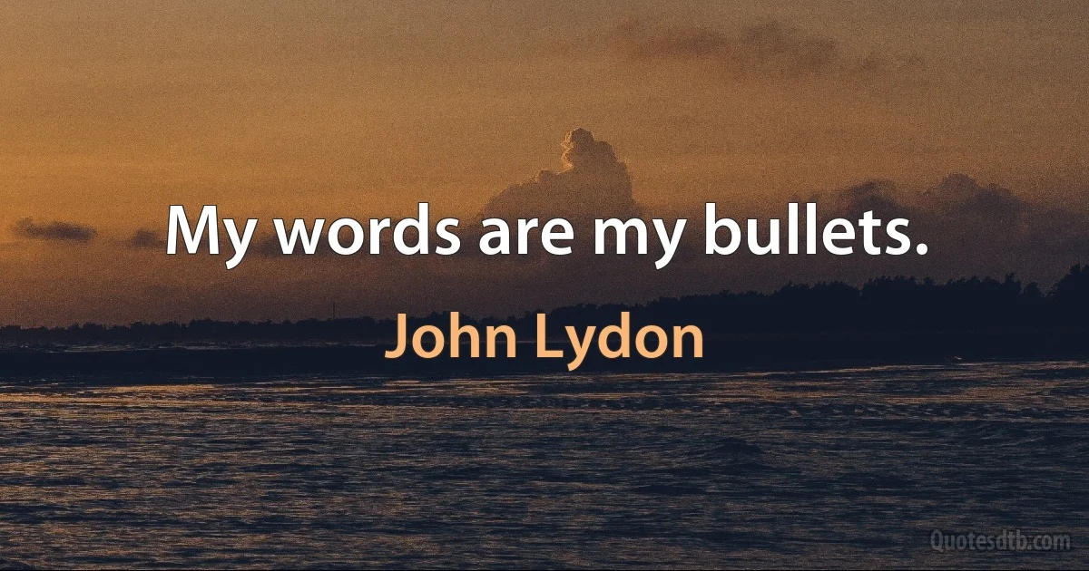 My words are my bullets. (John Lydon)