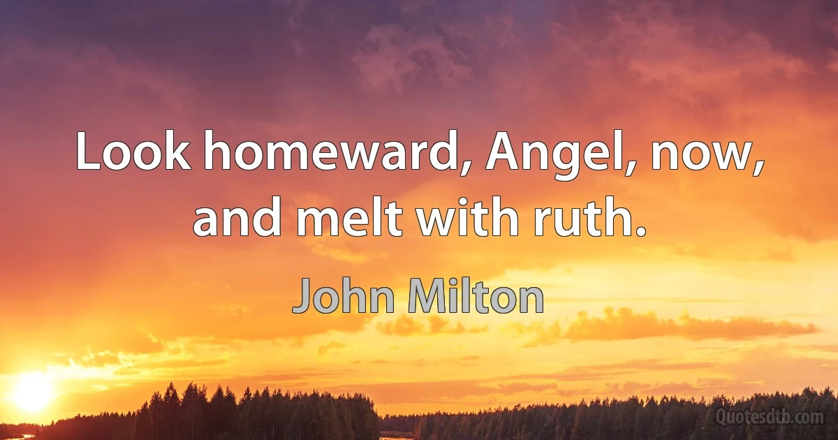 Look homeward, Angel, now, and melt with ruth. (John Milton)