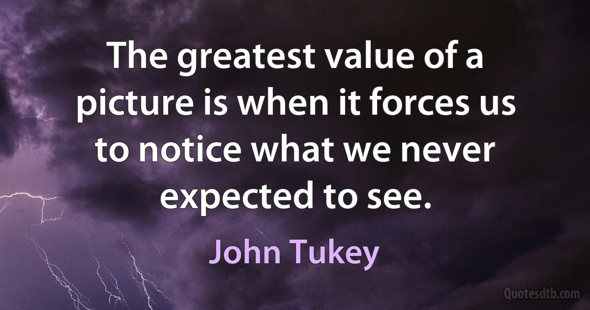 The greatest value of a picture is when it forces us to notice what we never expected to see. (John Tukey)