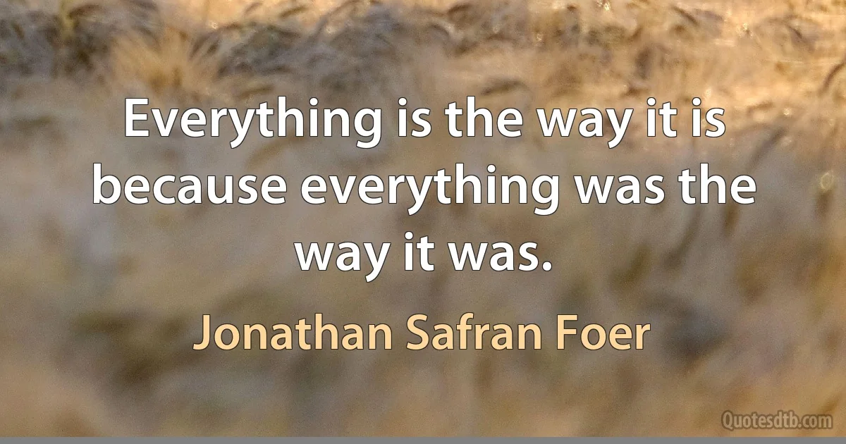 Everything is the way it is because everything was the way it was. (Jonathan Safran Foer)