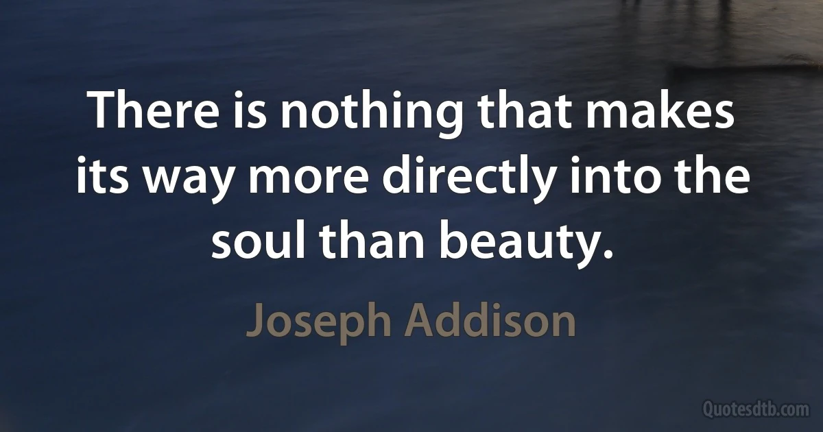 There is nothing that makes its way more directly into the soul than beauty. (Joseph Addison)