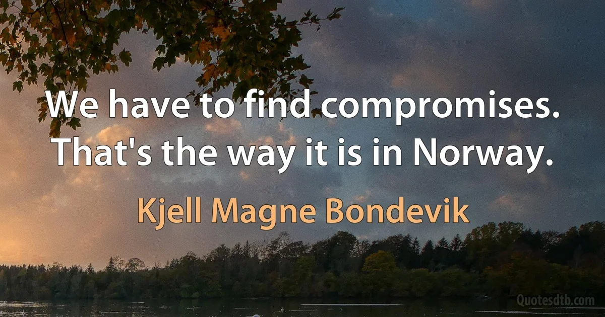 We have to find compromises. That's the way it is in Norway. (Kjell Magne Bondevik)