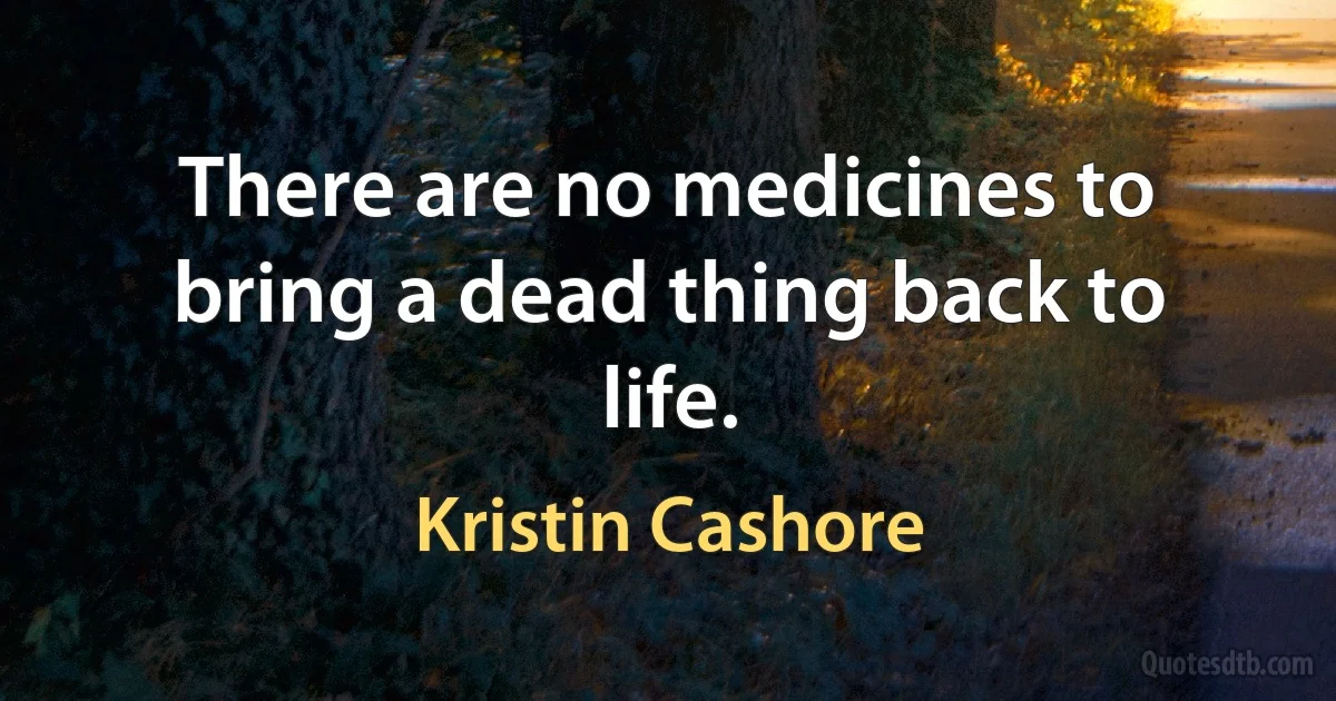 There are no medicines to bring a dead thing back to life. (Kristin Cashore)