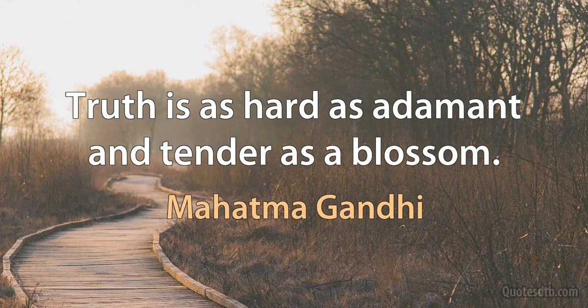 Truth is as hard as adamant and tender as a blossom. (Mahatma Gandhi)