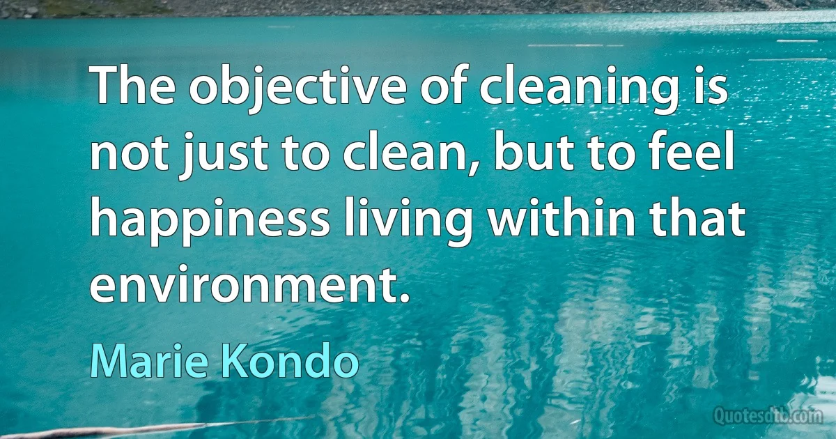 The objective of cleaning is not just to clean, but to feel happiness living within that environment. (Marie Kondo)