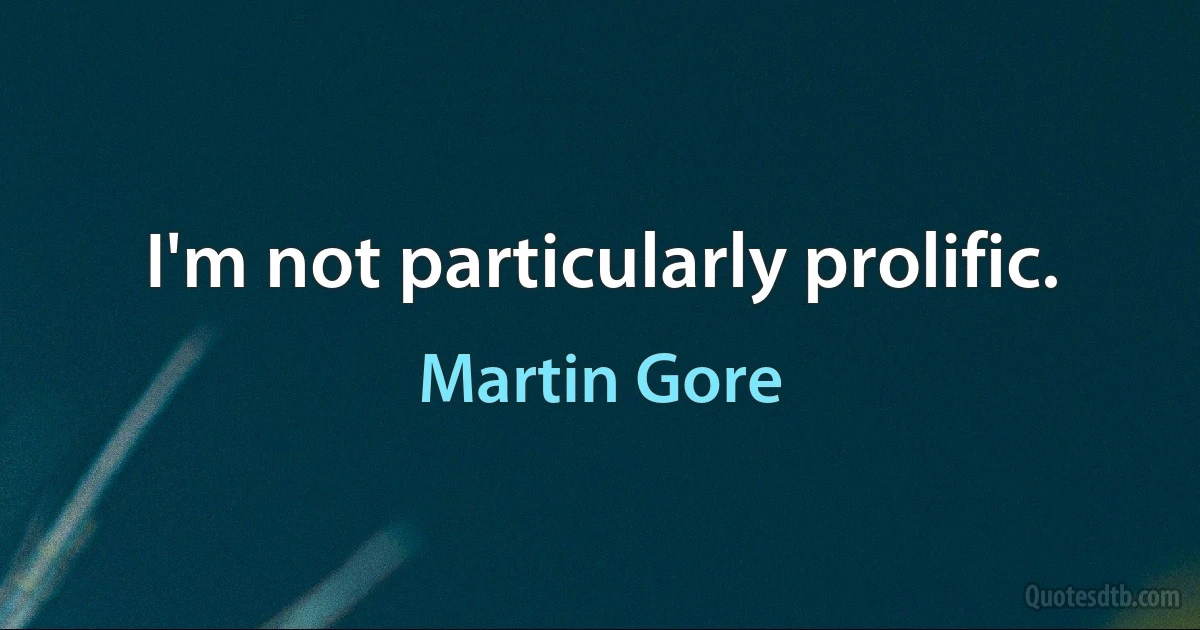 I'm not particularly prolific. (Martin Gore)