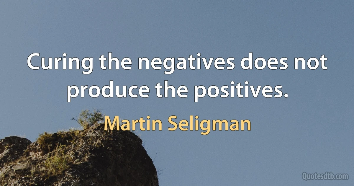 Curing the negatives does not produce the positives. (Martin Seligman)