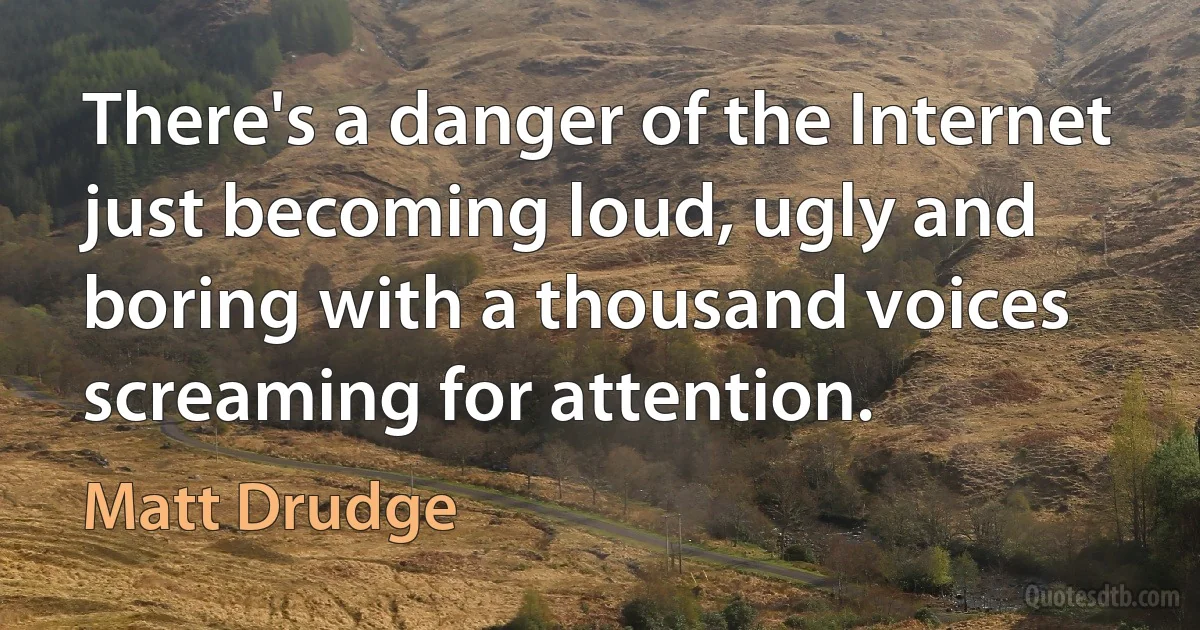 There's a danger of the Internet just becoming loud, ugly and boring with a thousand voices screaming for attention. (Matt Drudge)