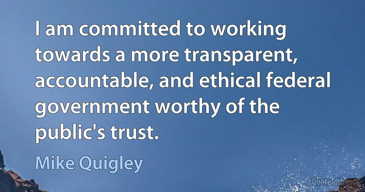 I am committed to working towards a more transparent, accountable, and ethical federal government worthy of the public's trust. (Mike Quigley)