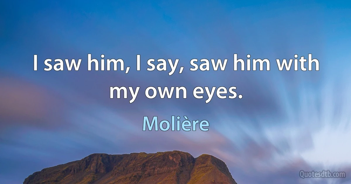 I saw him, I say, saw him with my own eyes. (Molière)