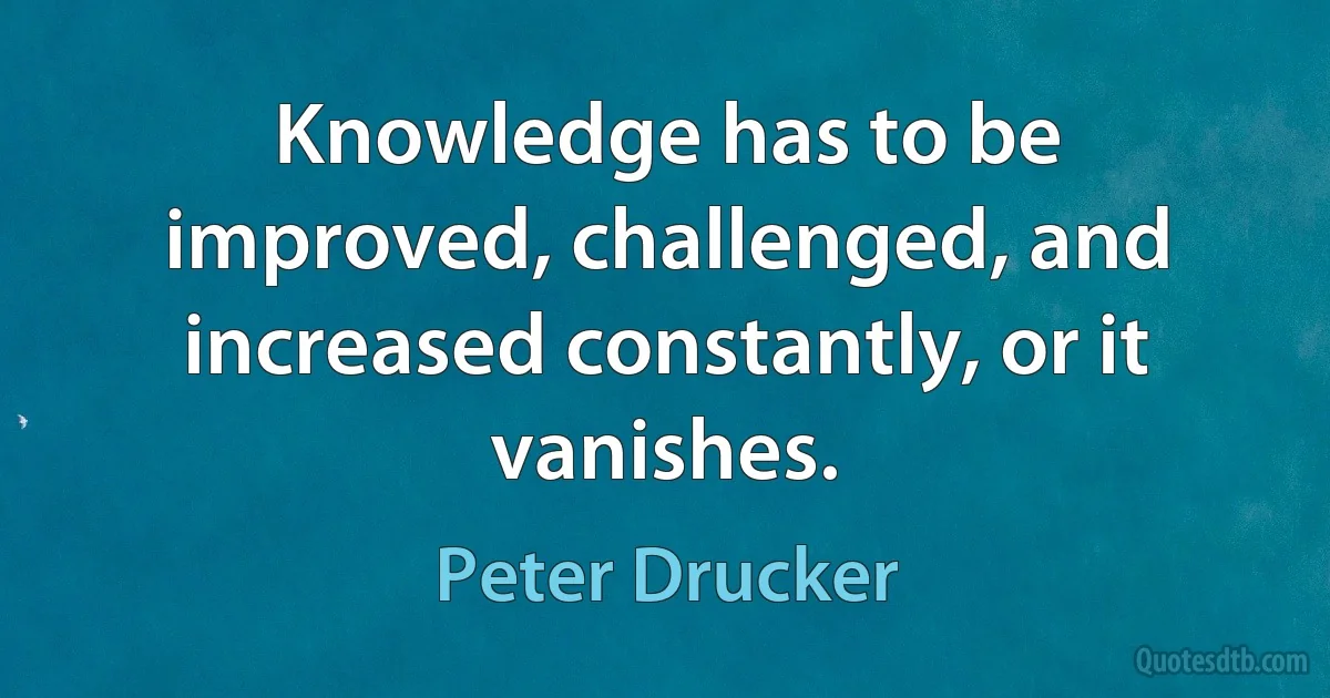 Knowledge has to be improved, challenged, and increased constantly, or it vanishes. (Peter Drucker)