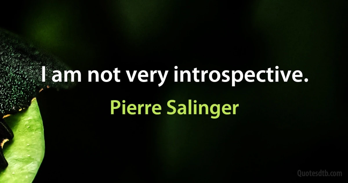 I am not very introspective. (Pierre Salinger)