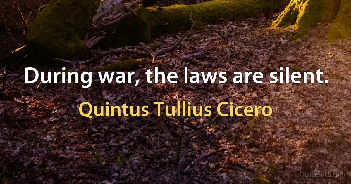 During war, the laws are silent. (Quintus Tullius Cicero)