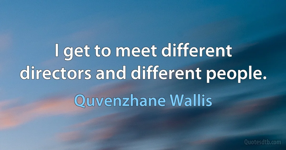 I get to meet different directors and different people. (Quvenzhane Wallis)