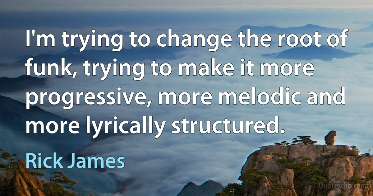 I'm trying to change the root of funk, trying to make it more progressive, more melodic and more lyrically structured. (Rick James)