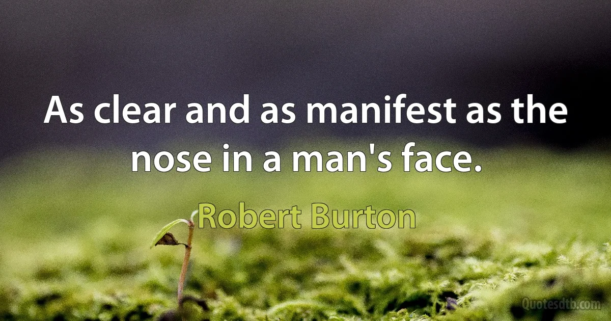 As clear and as manifest as the nose in a man's face. (Robert Burton)