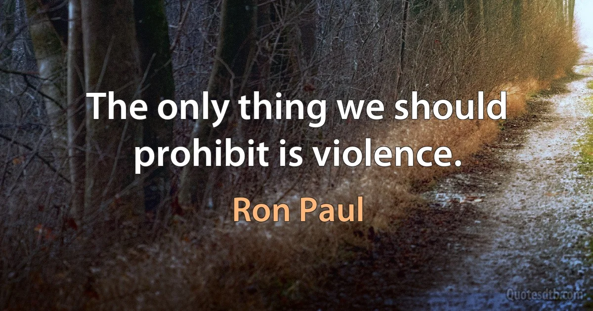 The only thing we should prohibit is violence. (Ron Paul)