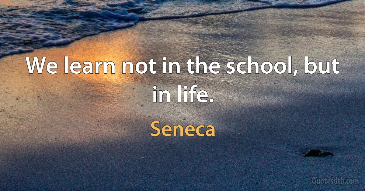 We learn not in the school, but in life. (Seneca)