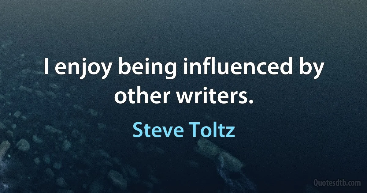 I enjoy being influenced by other writers. (Steve Toltz)