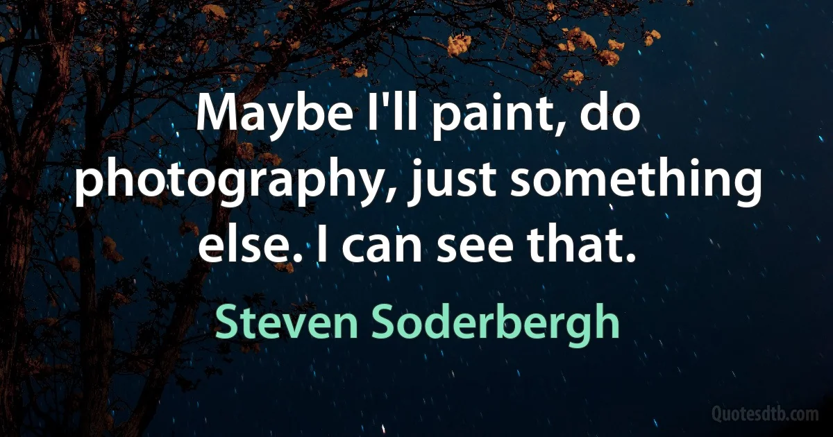 Maybe I'll paint, do photography, just something else. I can see that. (Steven Soderbergh)