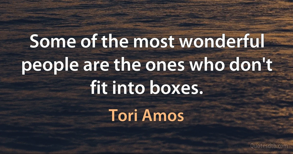 Some of the most wonderful people are the ones who don't fit into boxes. (Tori Amos)