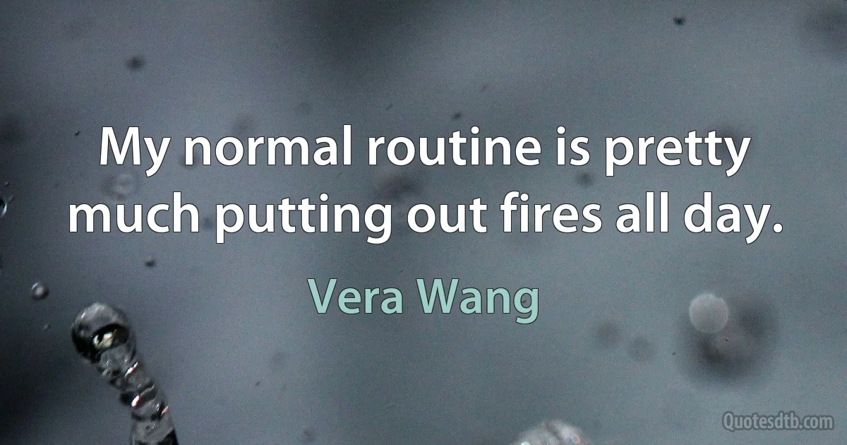 My normal routine is pretty much putting out fires all day. (Vera Wang)